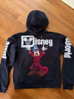 Official Disney Parks Sorcerer Mickey Embroidered Zip-Up Hoodie Youth Size 9/10